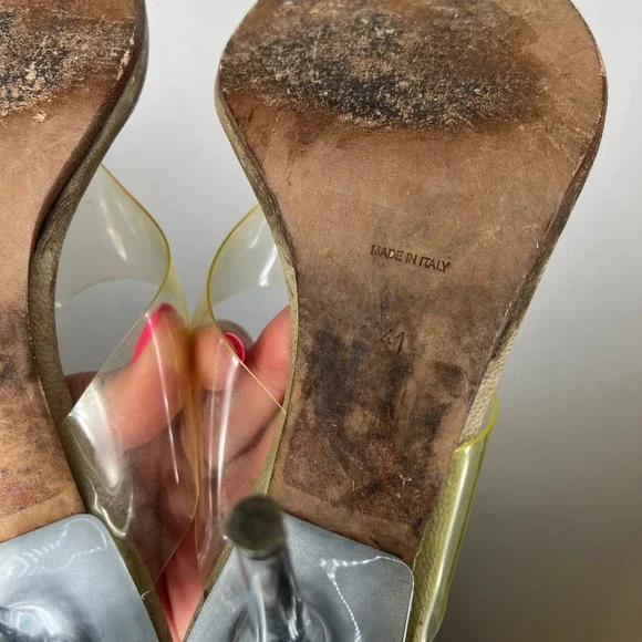 YEEZY Clear Thong Sandal Rare Transparent PVC Stiletto Heel Italy Tan Size 41 - Picture 6 of 6